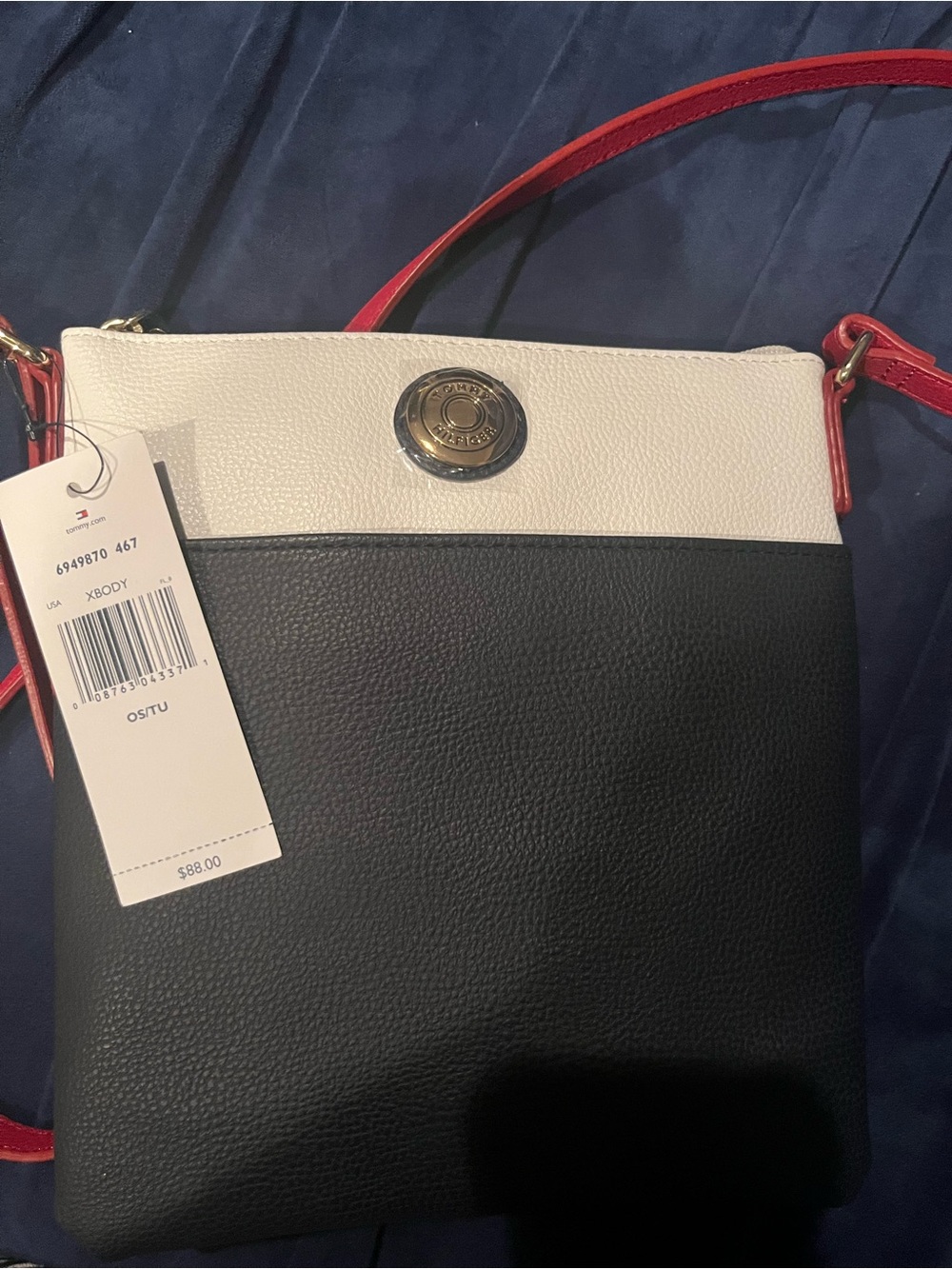 Tommy Hilfiger Blue, White & Red Pebble Crossbody Bag